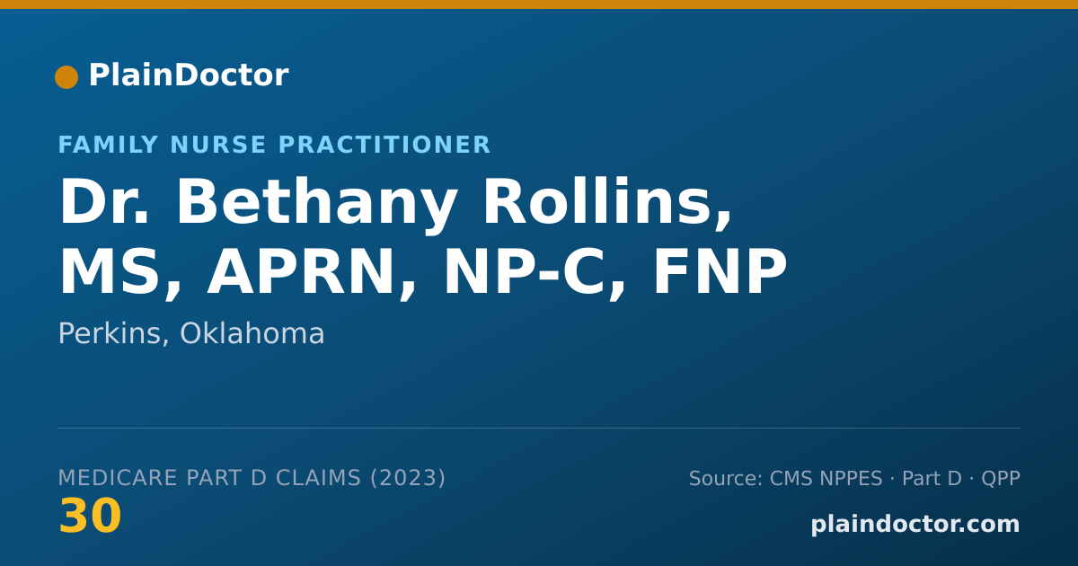 Shareable card for Bethany Rollins, MS, APRN, NP-C, FNP - Family Nurse Practitioner, Perkins, OK