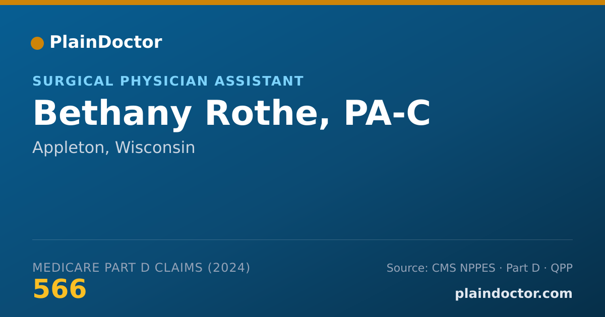 Shareable card for Bethany Rothe, PA-C - Surgical Physician Assistant, Appleton, WI