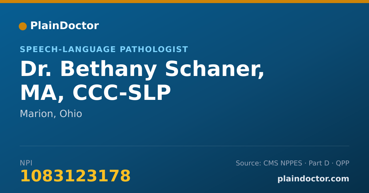 Shareable card for Bethany Schaner, MA, CCC-SLP - Speech-Language Pathologist, Marion, OH