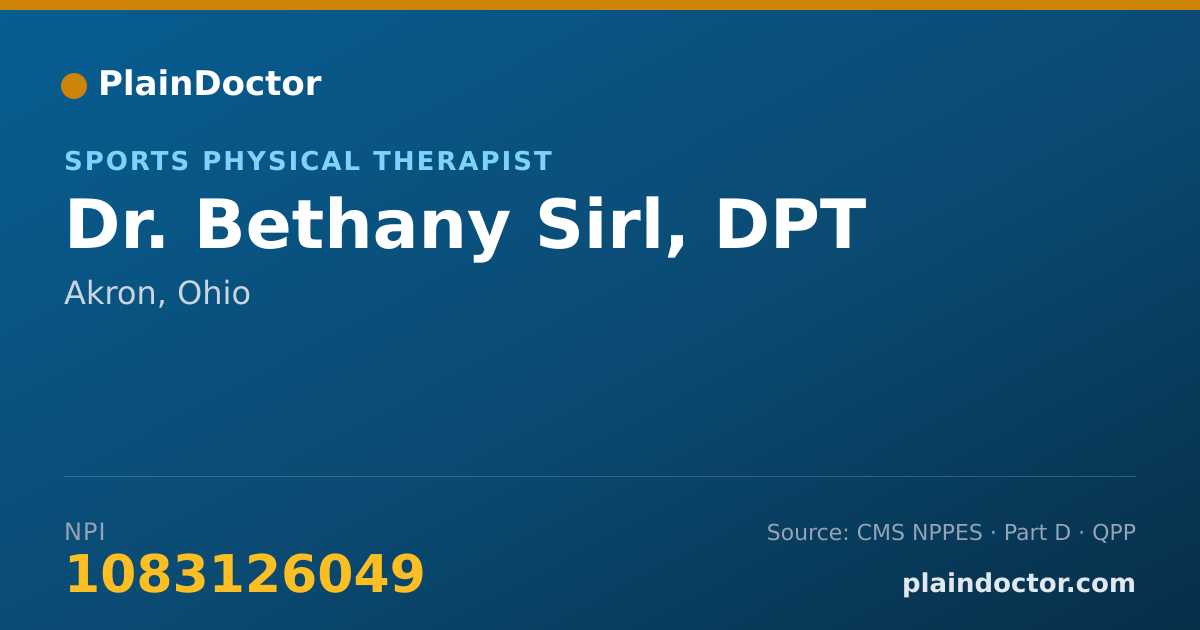 Shareable card for Bethany Sirl, DPT - Sports Physical Therapist, Akron, OH