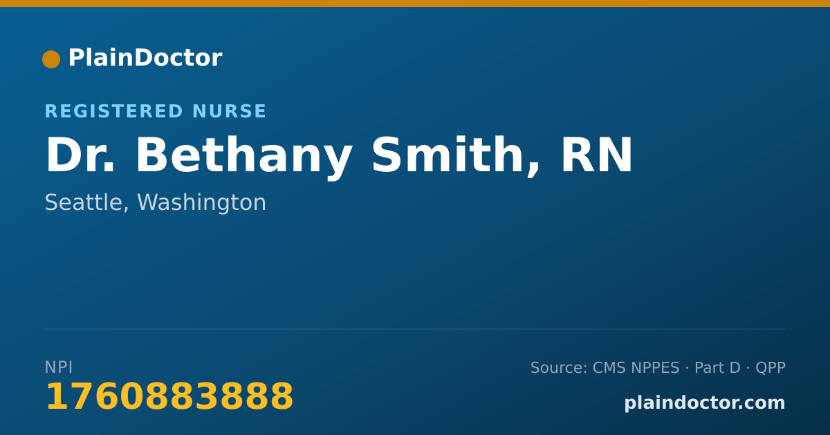 Shareable card for Bethany Smith, RN - Registered Nurse, Seattle, WA