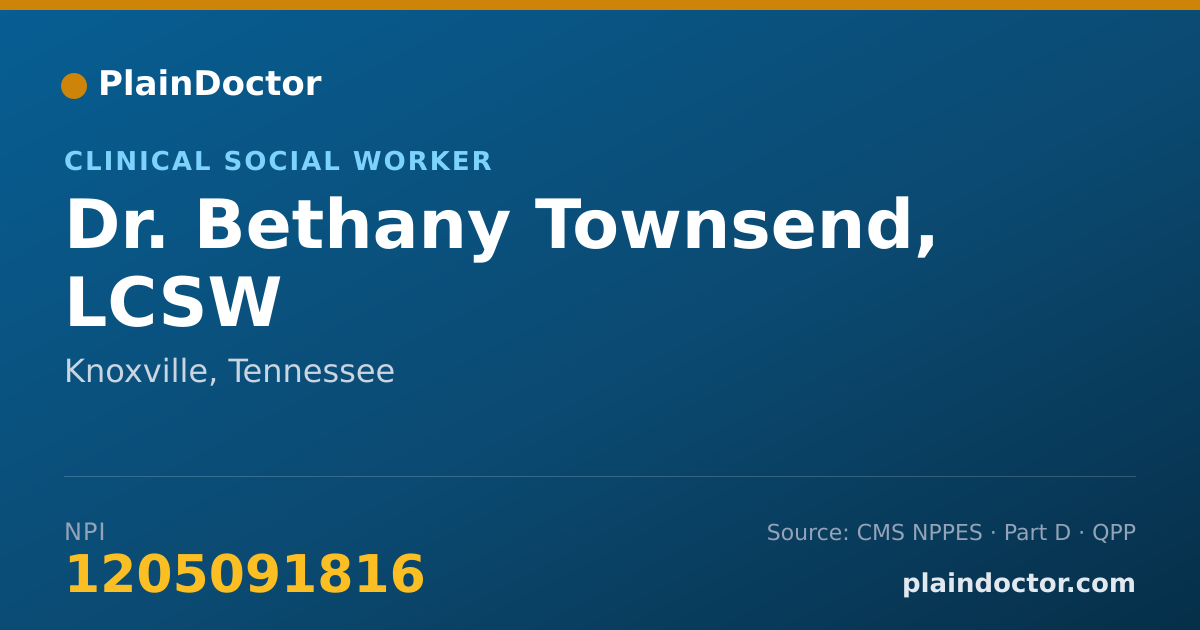 Shareable card for Bethany Townsend, LCSW - Clinical Social Worker, Knoxville, TN