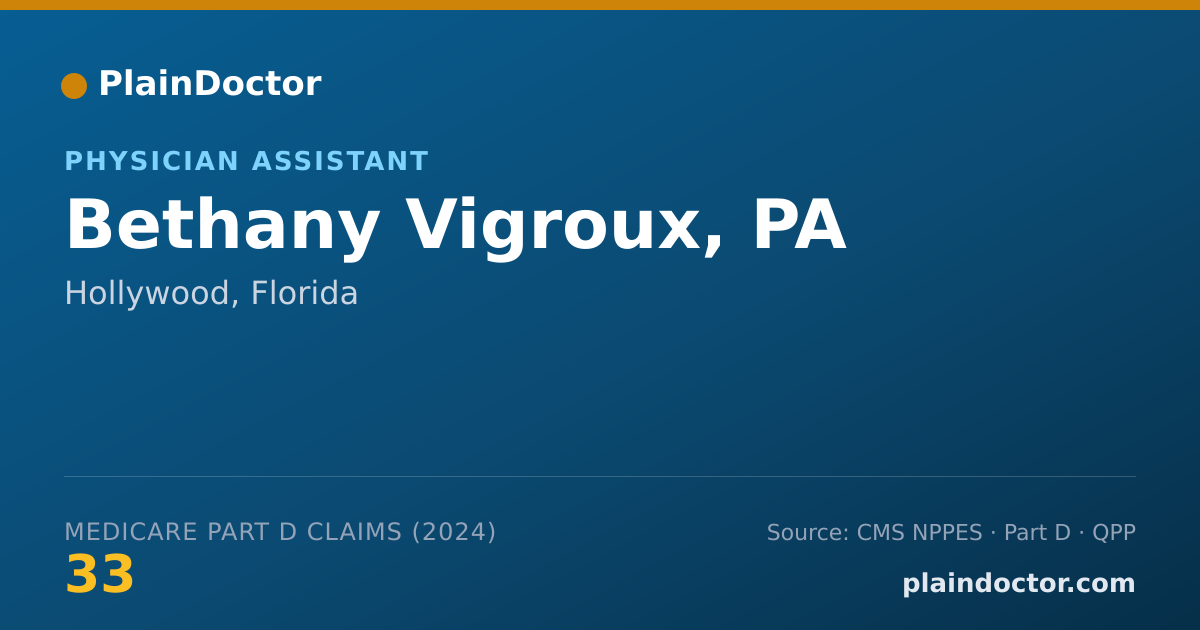 Shareable card for Bethany Vigroux, PA - Physician Assistant, Hollywood, FL