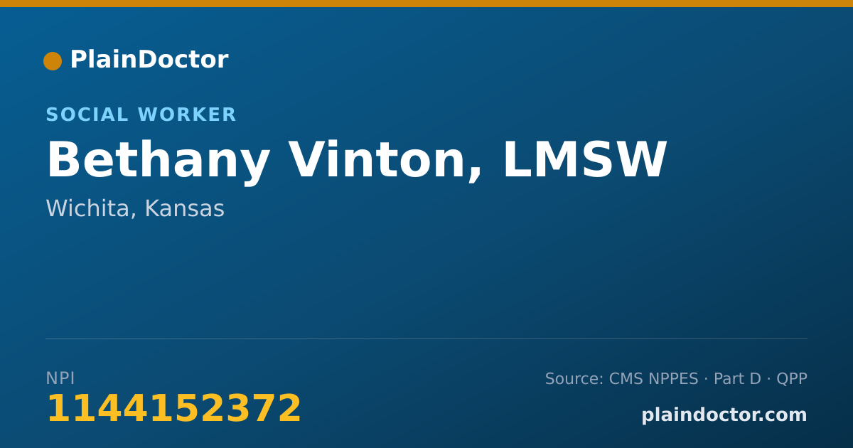 Shareable card for Bethany Vinton, LMSW - Social Worker, Wichita, KS