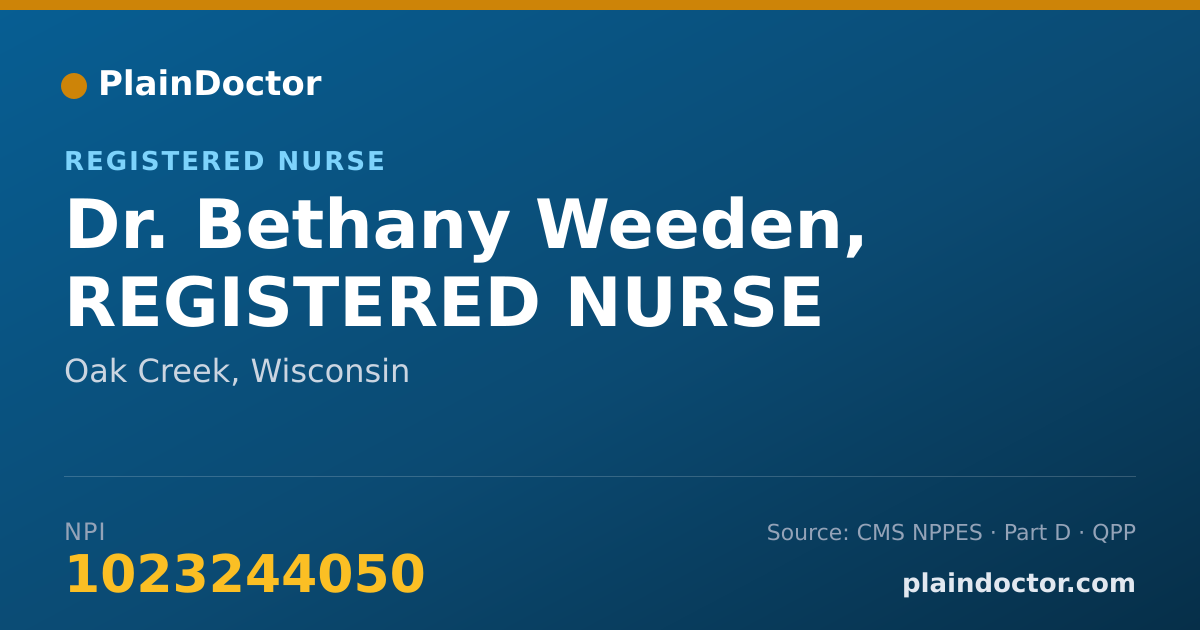 Shareable card for Bethany Weeden, REGISTERED NURSE - Registered Nurse, Oak Creek, WI