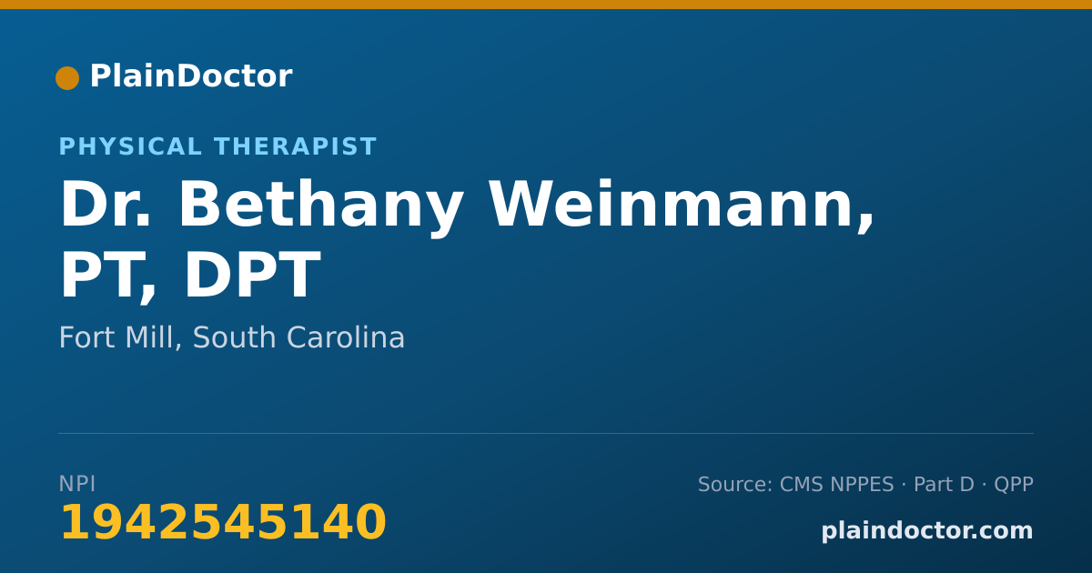 Shareable card for Bethany Weinmann, PT, DPT - Physical Therapist, Fort Mill, SC