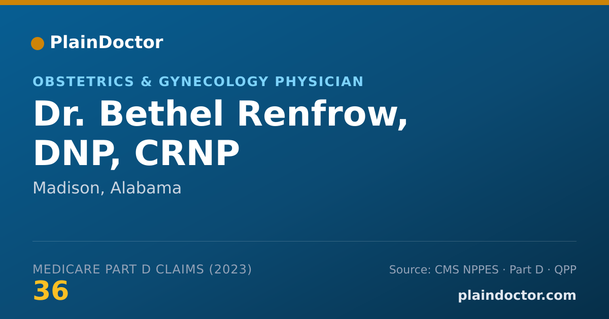 Shareable card for Bethel Renfrow, DNP, CRNP - Obstetrics & Gynecology Physician, Madison, AL