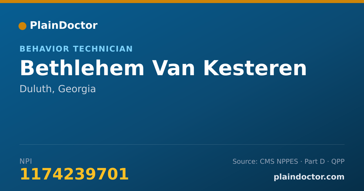 Shareable card for Bethlehem Van Kesteren - Behavior Technician, Duluth, GA