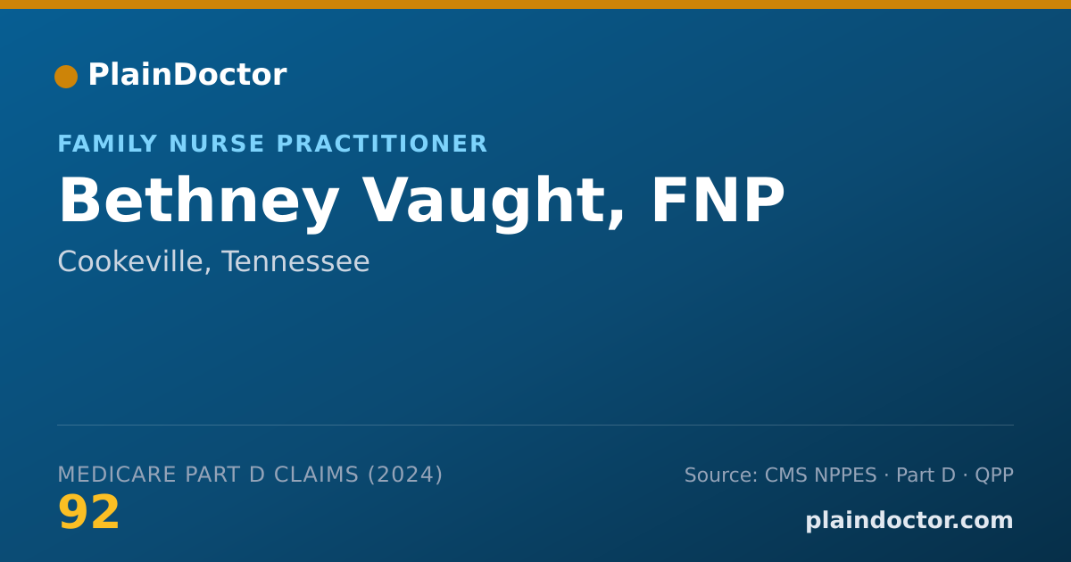 Shareable card for Bethney Vaught, FNP - Family Nurse Practitioner, Cookeville, TN