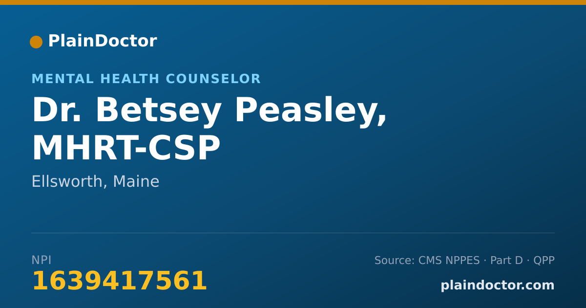 Shareable card for Betsey Peasley, MHRT-CSP - Mental Health Counselor, Ellsworth, ME