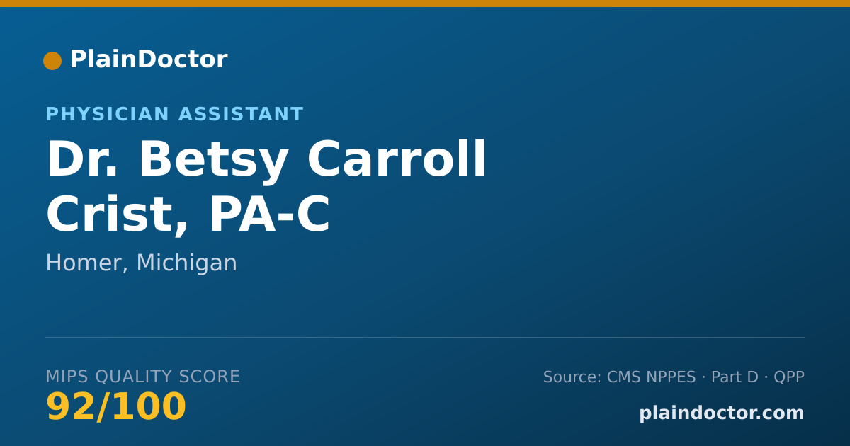 Shareable card for Betsy Carroll Crist, PA-C - Physician Assistant, Homer, MI