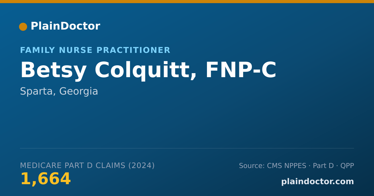 Shareable card for Betsy Colquitt, FNP-C - Family Nurse Practitioner, Sparta, GA