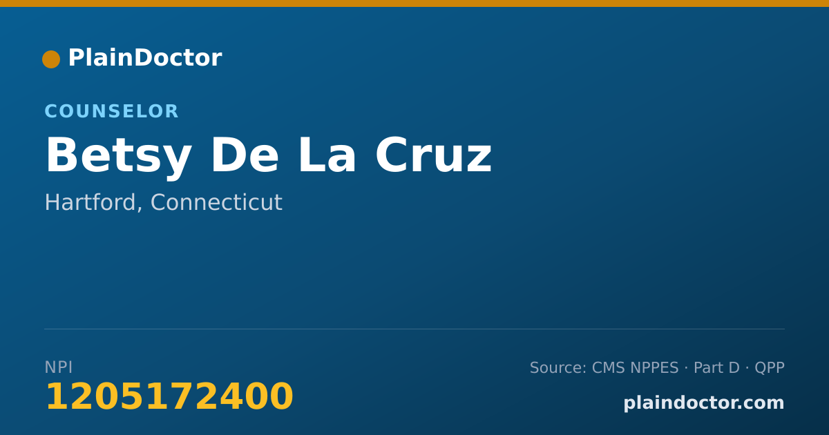Shareable card for Betsy De La Cruz - Counselor, Hartford, CT