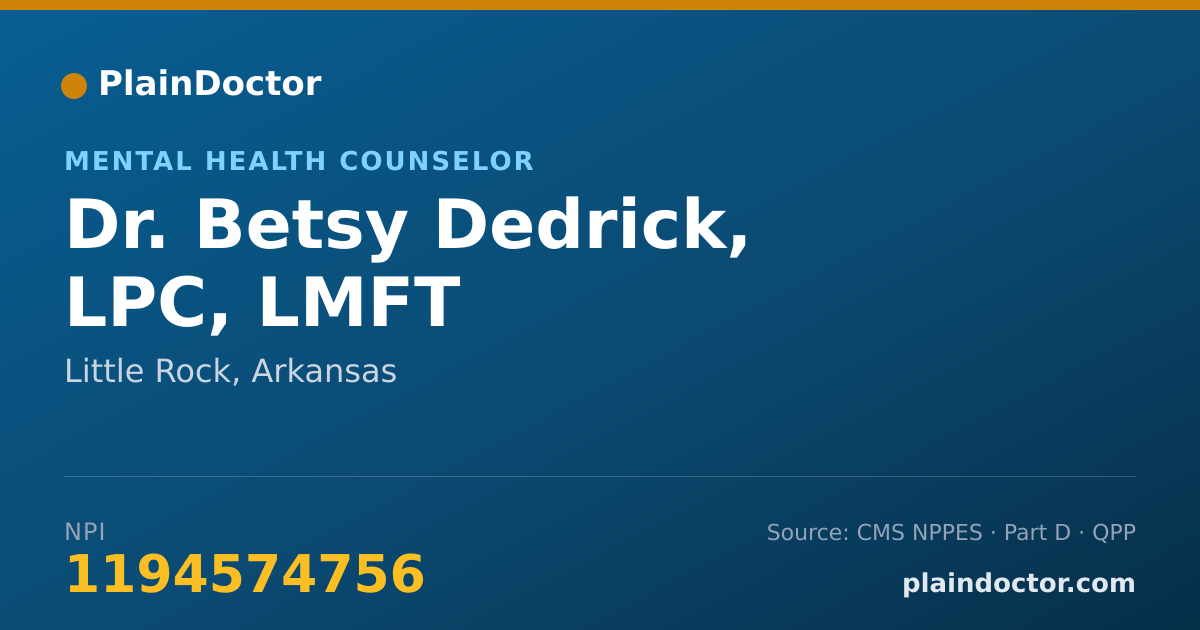 Shareable card for Betsy Dedrick, LPC, LMFT - Mental Health Counselor, Little Rock, AR