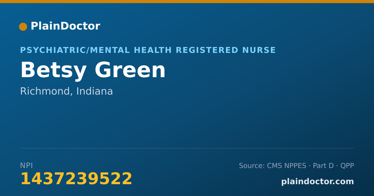 Shareable card for Betsy Green - Psychiatric/Mental Health Registered Nurse, Richmond, IN