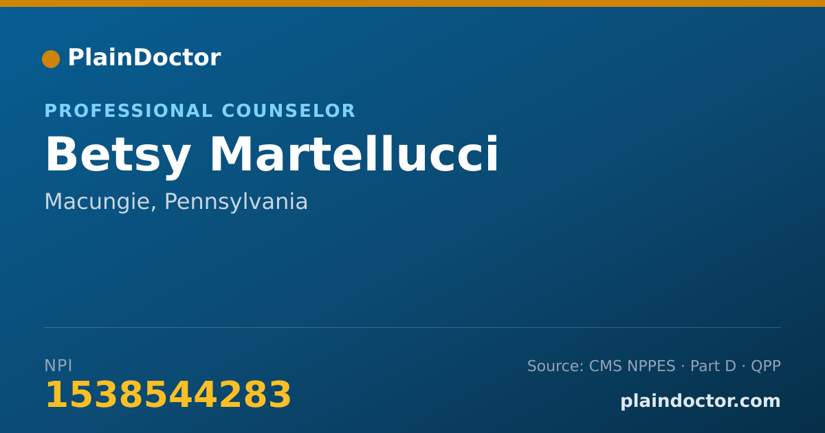 Shareable card for Betsy Martellucci - Professional Counselor, Macungie, PA
