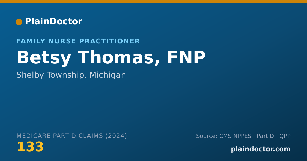 Shareable card for Betsy Thomas, FNP - Family Nurse Practitioner, Shelby Township, MI