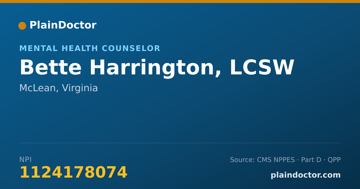 Shareable card for Bette Harrington, LCSW - Mental Health Counselor, McLean, VA