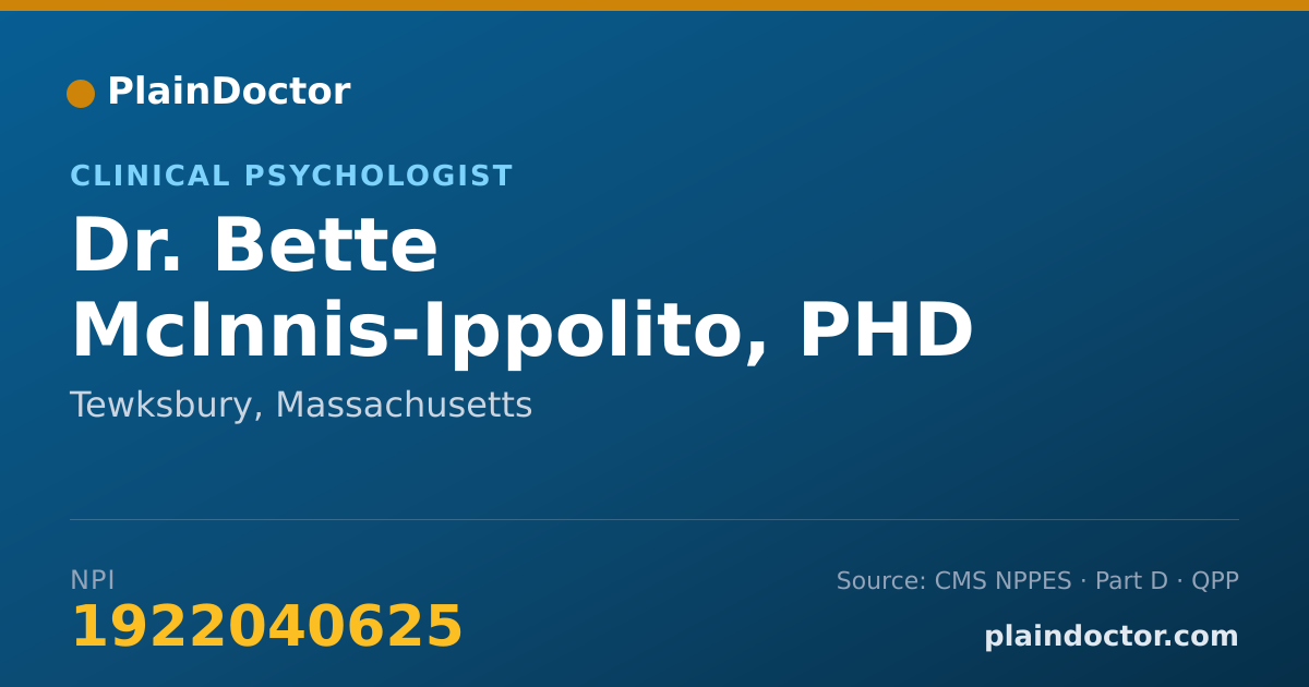 Shareable card for Bette McInnis-Ippolito, PHD - Clinical Psychologist, Tewksbury, MA