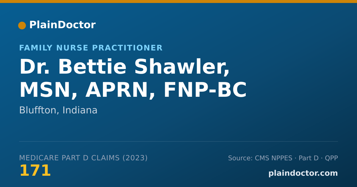 Shareable card for Bettie Shawler, MSN, APRN, FNP-BC - Family Nurse Practitioner, Bluffton, IN