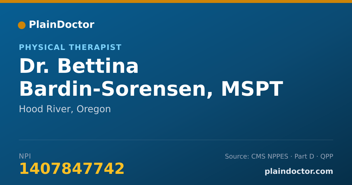 Shareable card for Bettina Bardin-Sorensen, MSPT - Physical Therapist, Hood River, OR