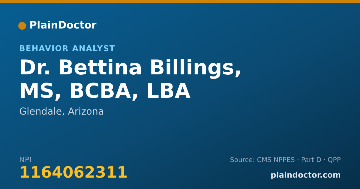 Shareable card for Bettina Billings, MS, BCBA, LBA - Behavior Analyst, Glendale, AZ