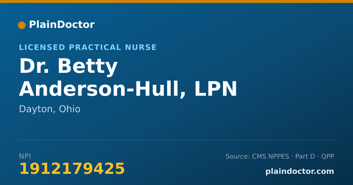 Shareable card for Betty Anderson-Hull, LPN - Licensed Practical Nurse, Dayton, OH