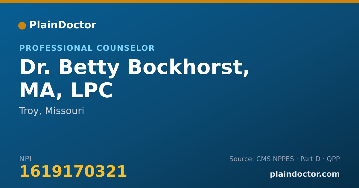 Shareable card for Betty Bockhorst, MA, LPC - Professional Counselor, Troy, MO