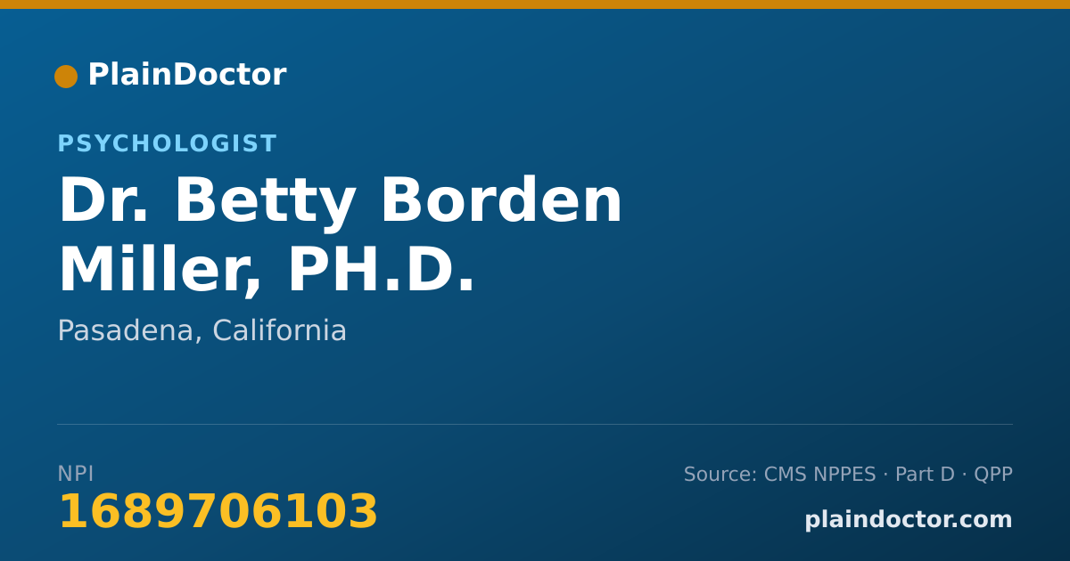 Shareable card for Betty Borden Miller, PH.D. - Psychologist, Pasadena, CA