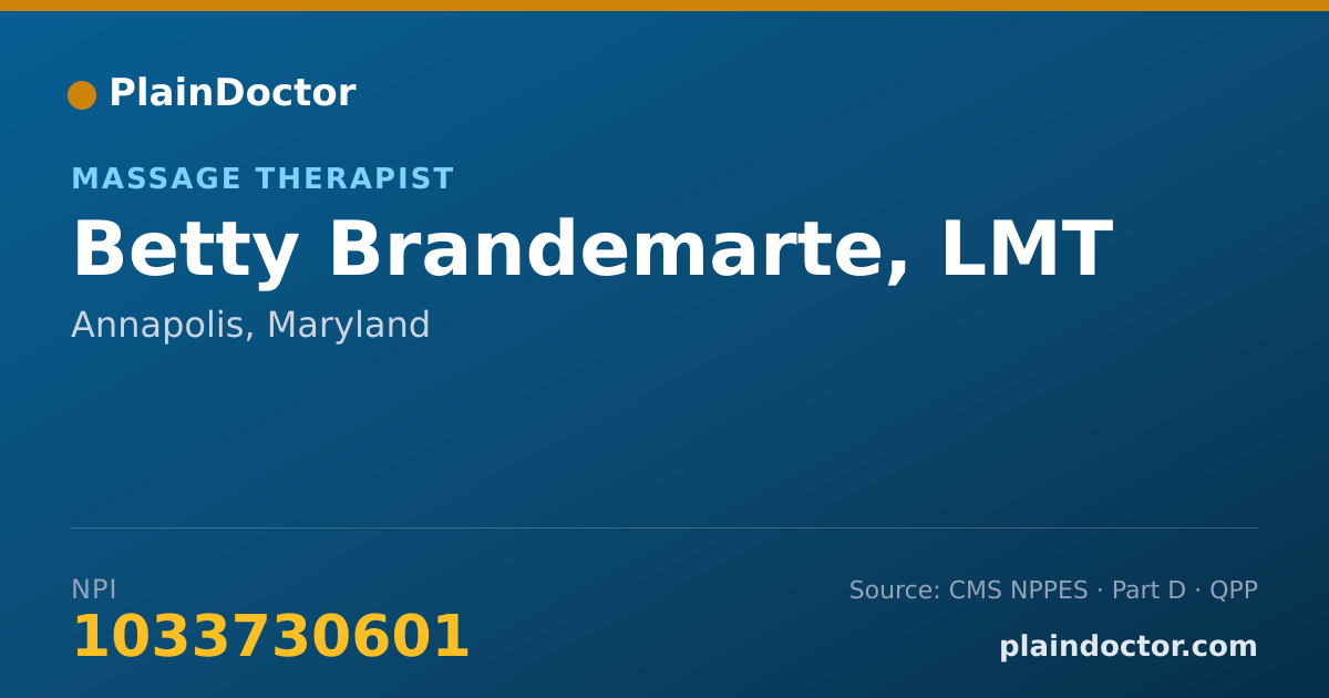 Shareable card for Betty Brandemarte, LMT - Massage Therapist, Annapolis, MD