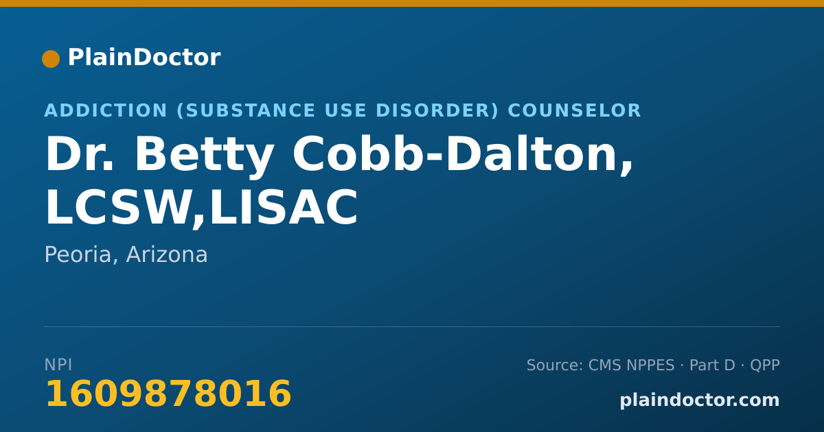 Shareable card for Betty Cobb-Dalton, LCSW,LISAC - Addiction (Substance Use Disorder) Counselor, Peoria, AZ