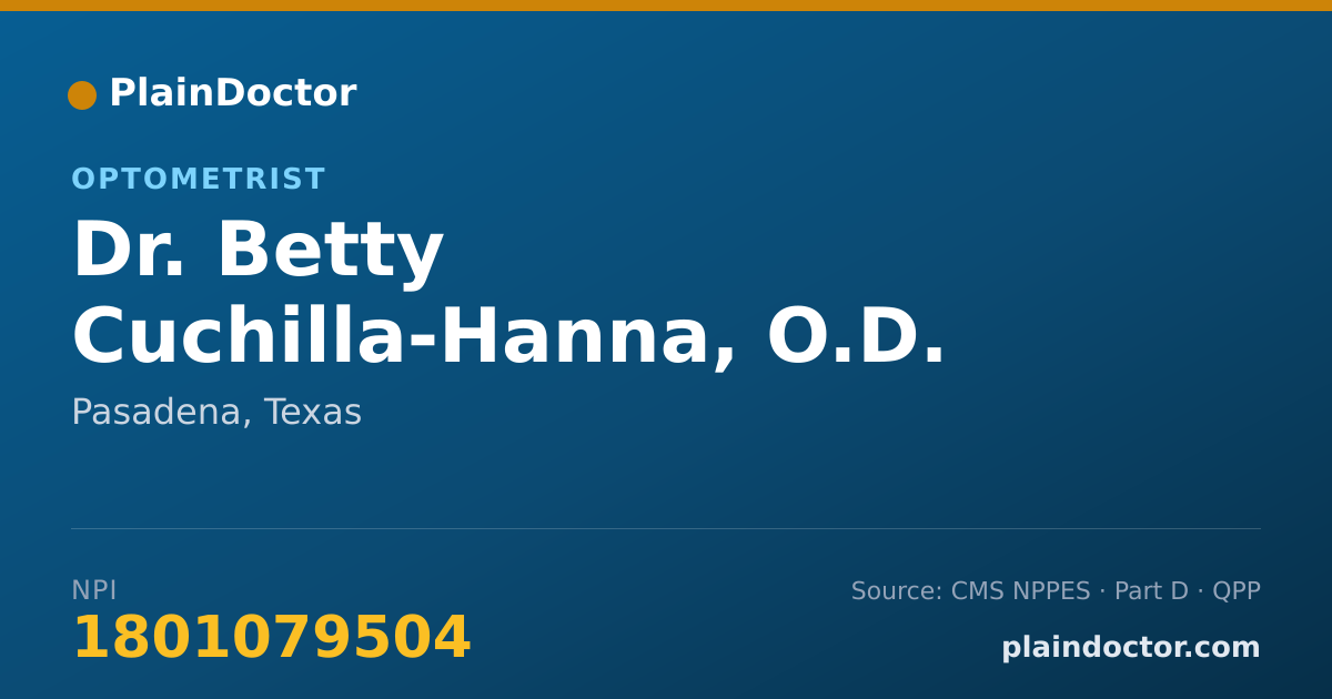 Shareable card for Betty Cuchilla-Hanna, O.D. - Optometrist, Pasadena, TX