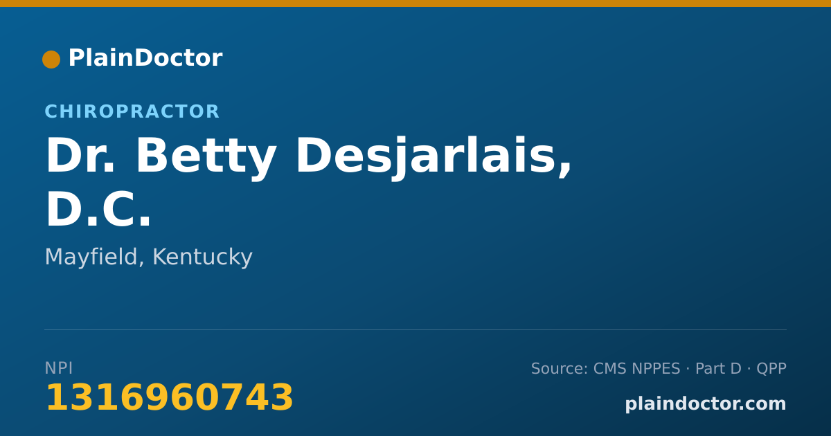 Shareable card for Betty Desjarlais, D.C. - Chiropractor, Mayfield, KY