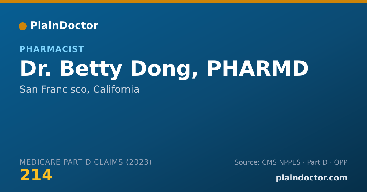 Shareable card for Betty Dong, PHARMD - Pharmacist, San Francisco, CA