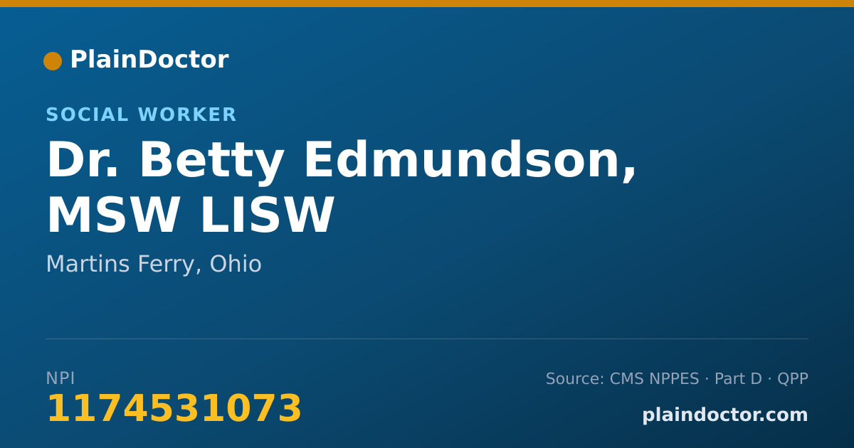 Shareable card for Betty Edmundson, MSW LISW - Social Worker, Martins Ferry, OH