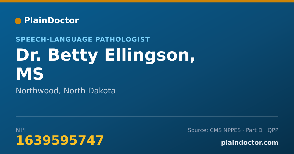 Shareable card for Betty Ellingson, MS - Speech-Language Pathologist, Northwood, ND