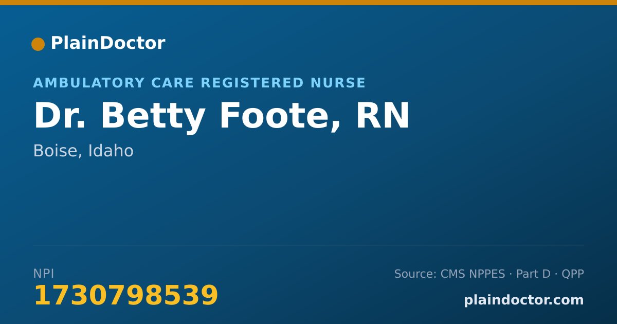 Shareable card for Betty Foote, RN - Ambulatory Care Registered Nurse, Boise, ID