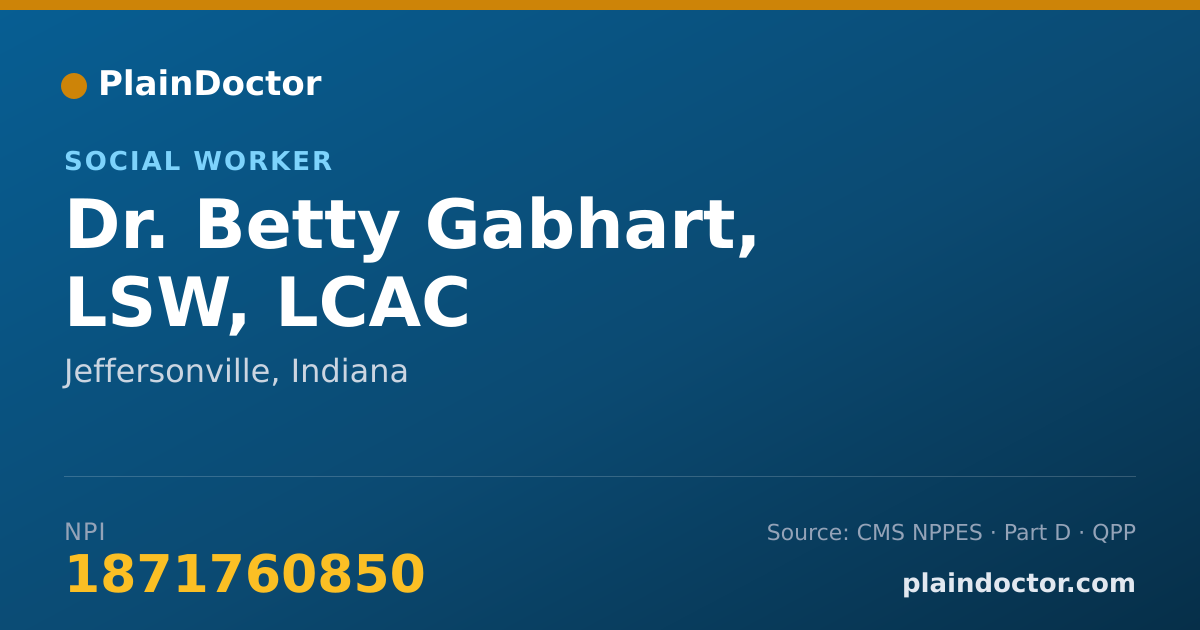 Shareable card for Betty Gabhart, LSW, LCAC - Social Worker, Jeffersonville, IN