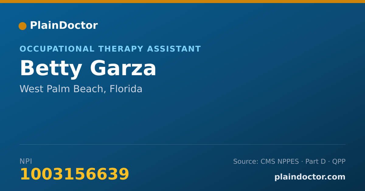 Shareable card for Betty Garza - Occupational Therapy Assistant, West Palm Beach, FL
