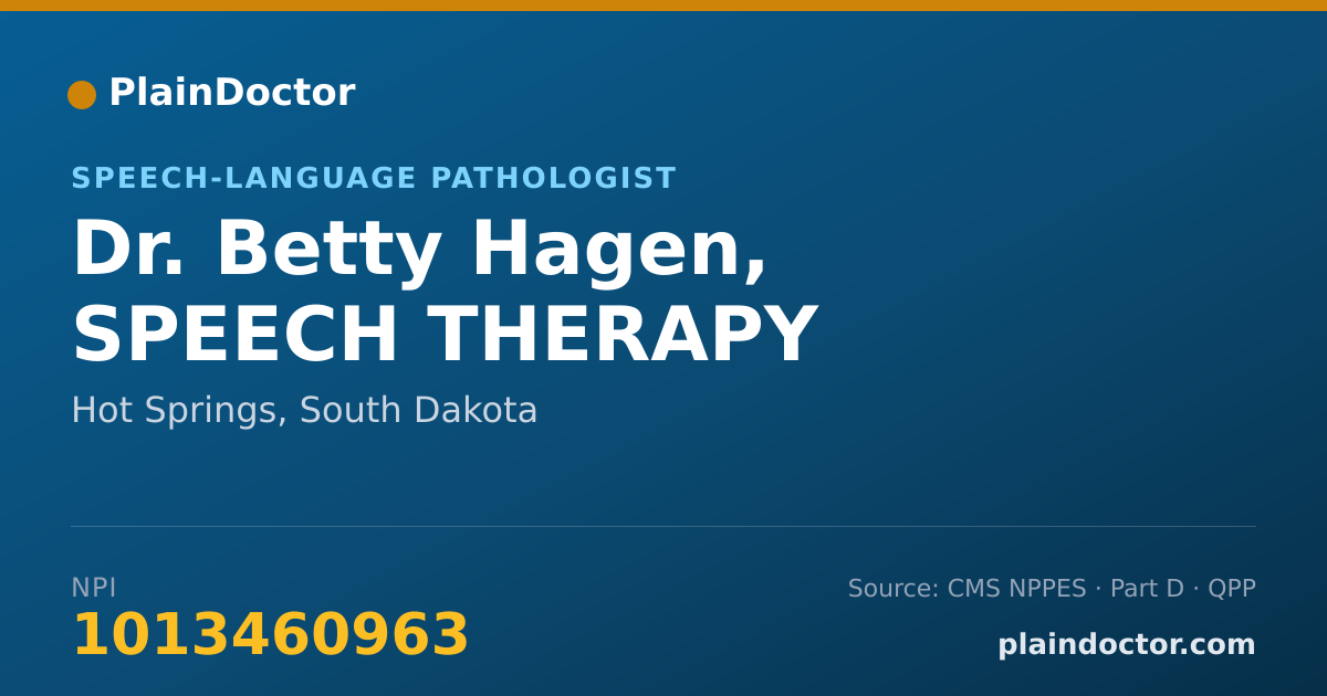 Shareable card for Betty Hagen, SPEECH THERAPY - Speech-Language Pathologist, Hot Springs, SD