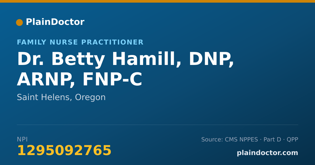Shareable card for Betty Hamill, DNP, ARNP, FNP-C - Family Nurse Practitioner, Saint Helens, OR