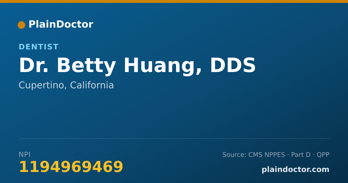 Shareable card for Betty Huang, DDS - Dentist, Cupertino, CA