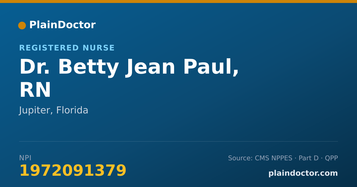Shareable card for Betty Jean Paul, RN - Registered Nurse, Jupiter, FL