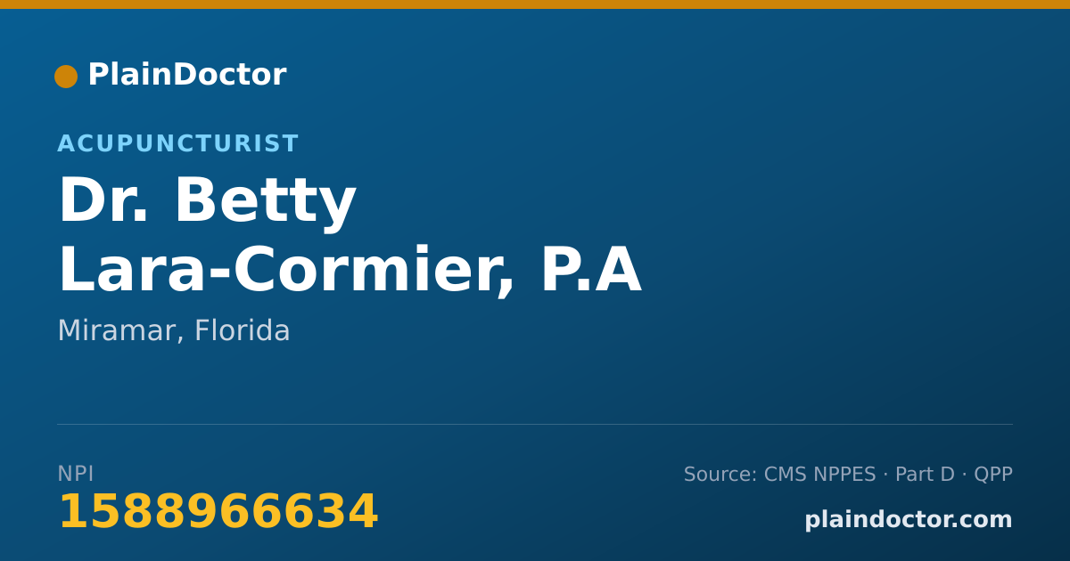 Shareable card for Betty Lara-Cormier, P.A - Acupuncturist, Miramar, FL