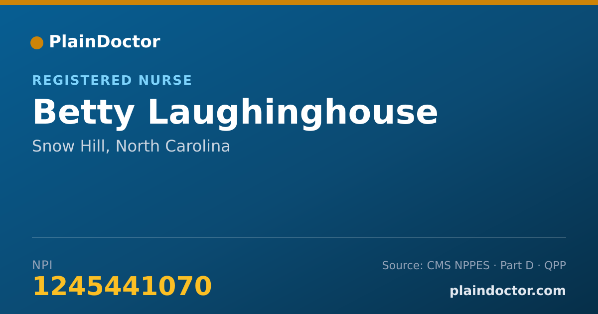 Shareable card for Betty Laughinghouse - Registered Nurse, Snow Hill, NC