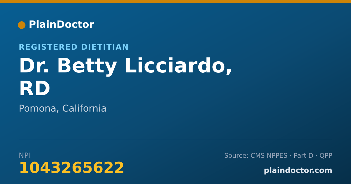 Shareable card for Betty Licciardo, RD - Registered Dietitian, Pomona, CA