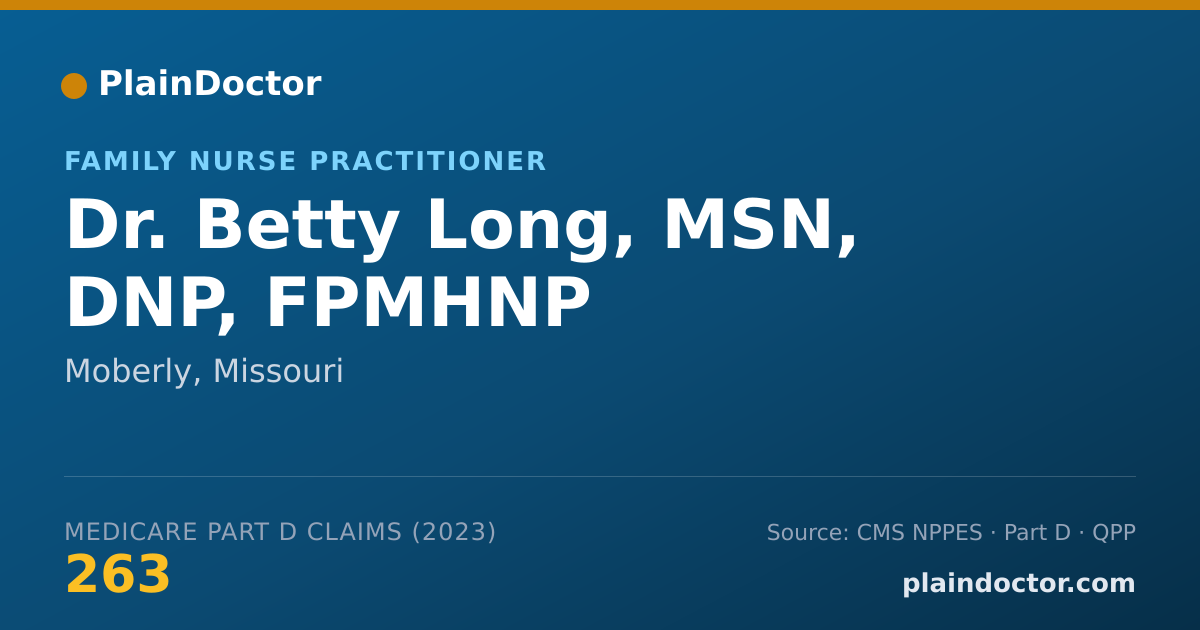 Shareable card for Betty Long, MSN, DNP, FPMHNP - Family Nurse Practitioner, Moberly, MO