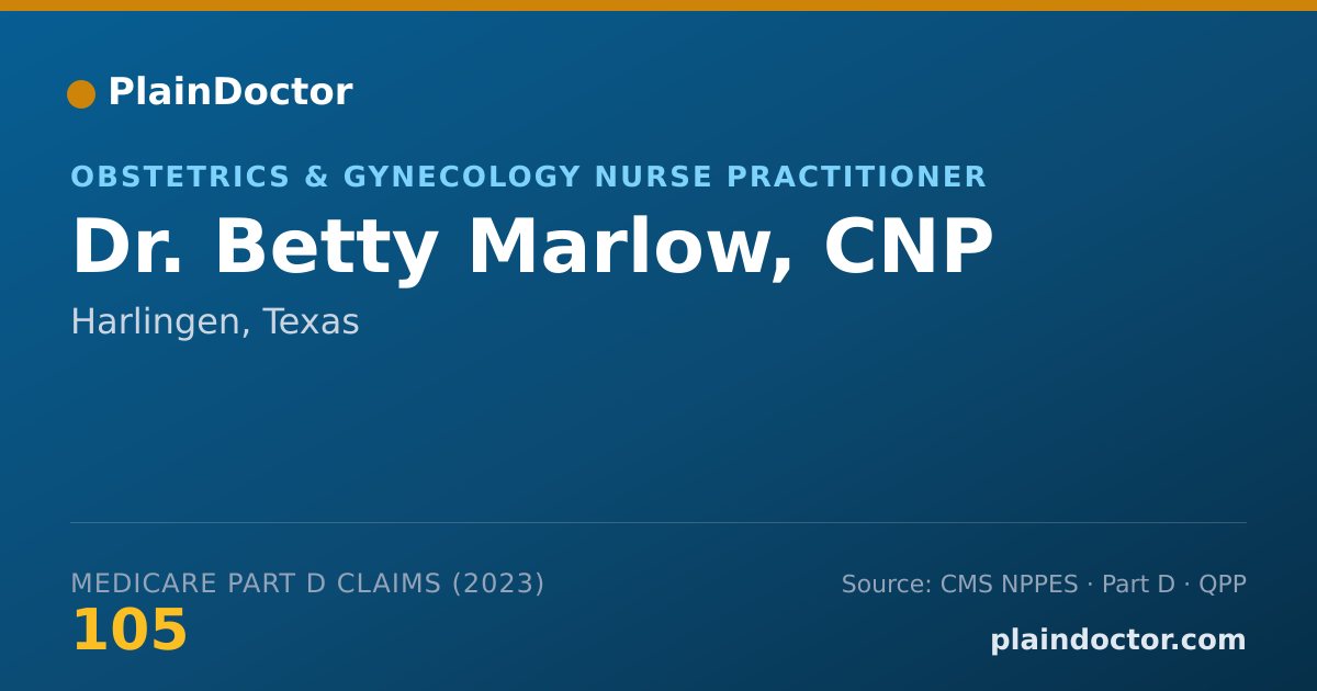 Shareable card for Betty Marlow, CNP - Obstetrics & Gynecology Nurse Practitioner, Harlingen, TX