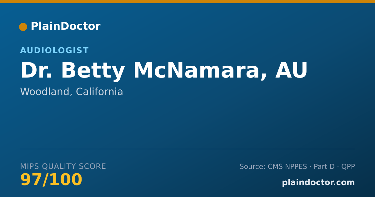 Shareable card for Betty McNamara, AU - Audiologist, Woodland, CA