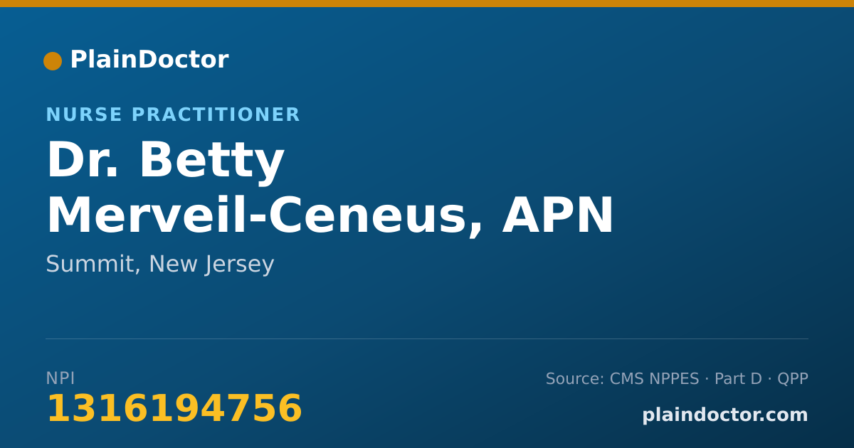 Shareable card for Betty Merveil-Ceneus, APN - Nurse Practitioner, Summit, NJ
